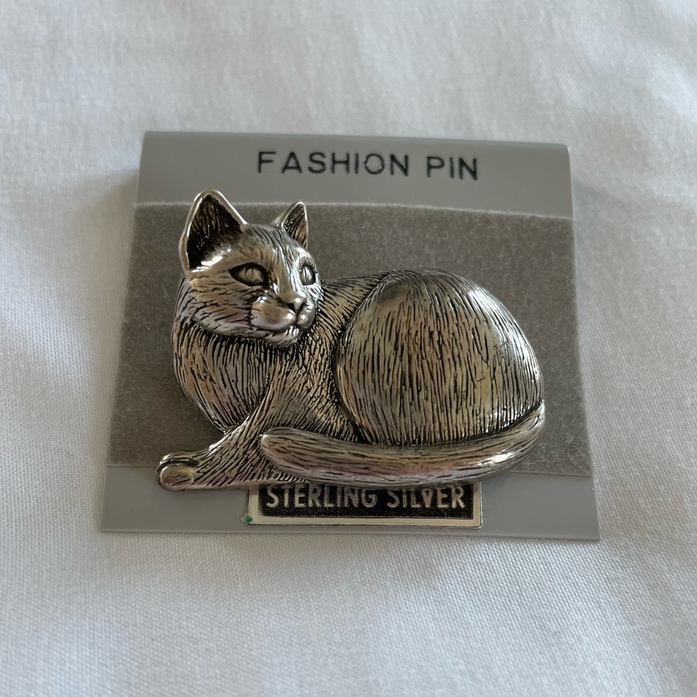 Sterling Silver Cat Pin